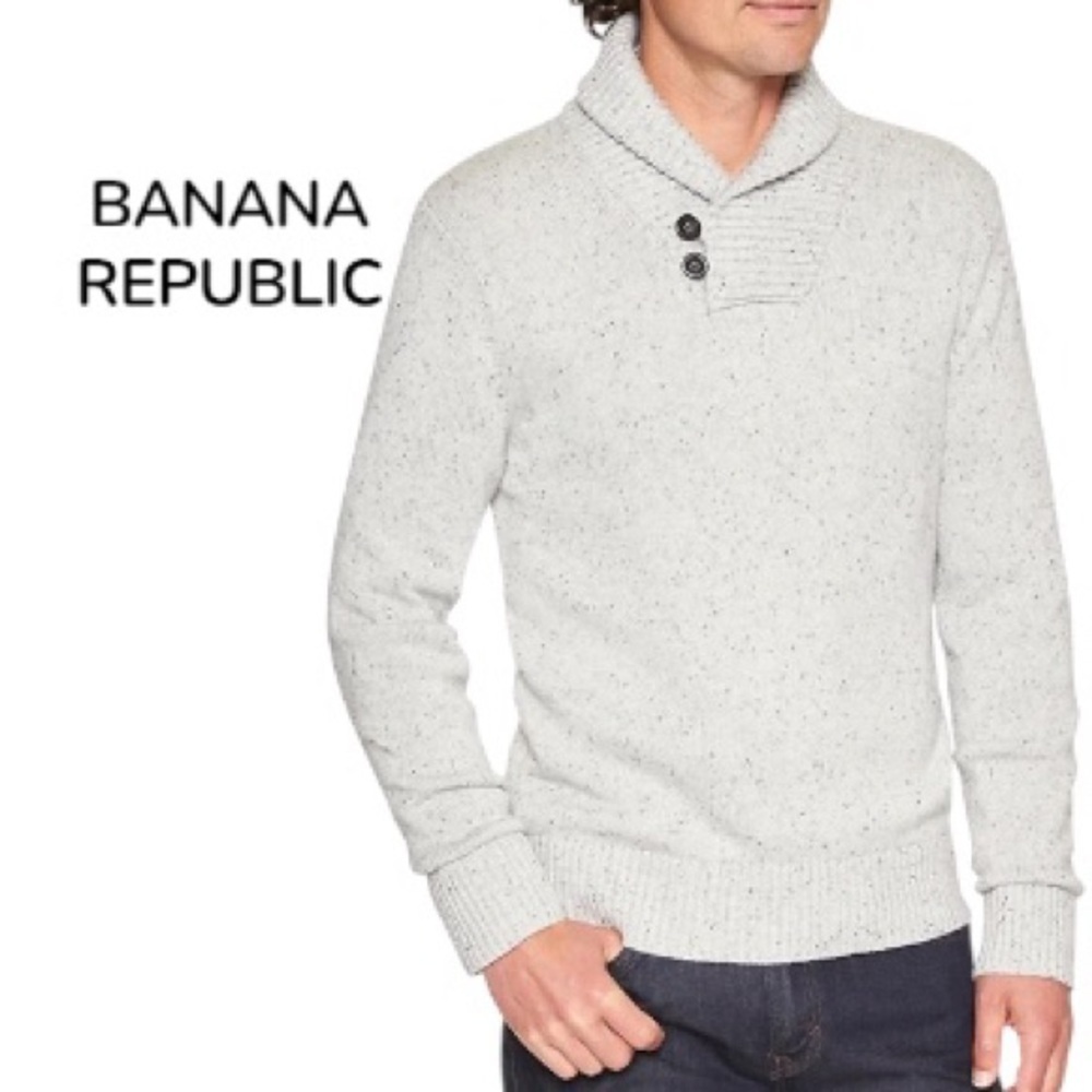 BANANA REPUBLIC Knit Cowl Neck Sweater | Grey | Men’s Large